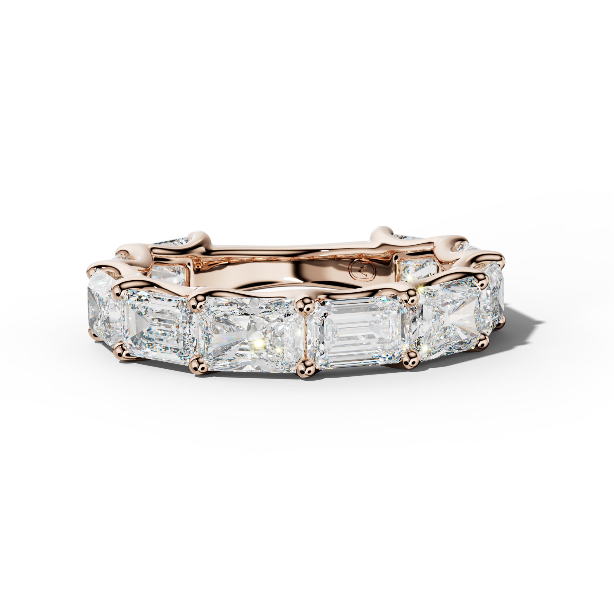 5.0 Carat East West Radiant and Emerald Diamond 3/4 Anniversary Band Shared Prong