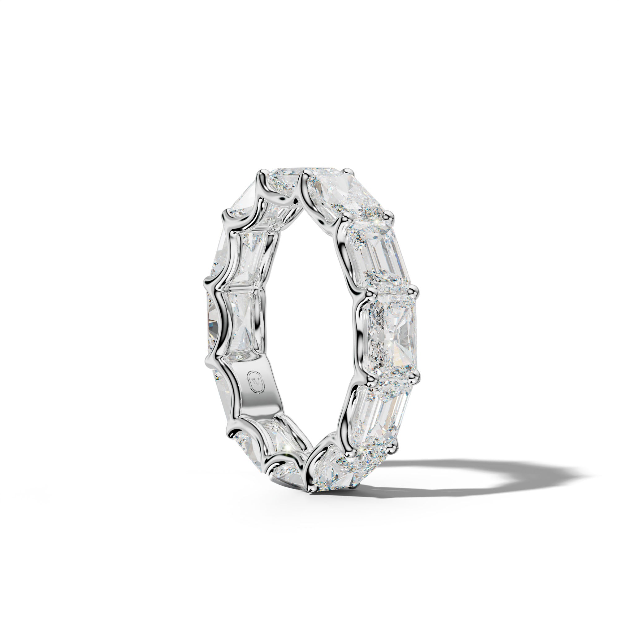 6.0 Carat East West Radiant and Emerald Diamond Eternity Band Shared Prong
