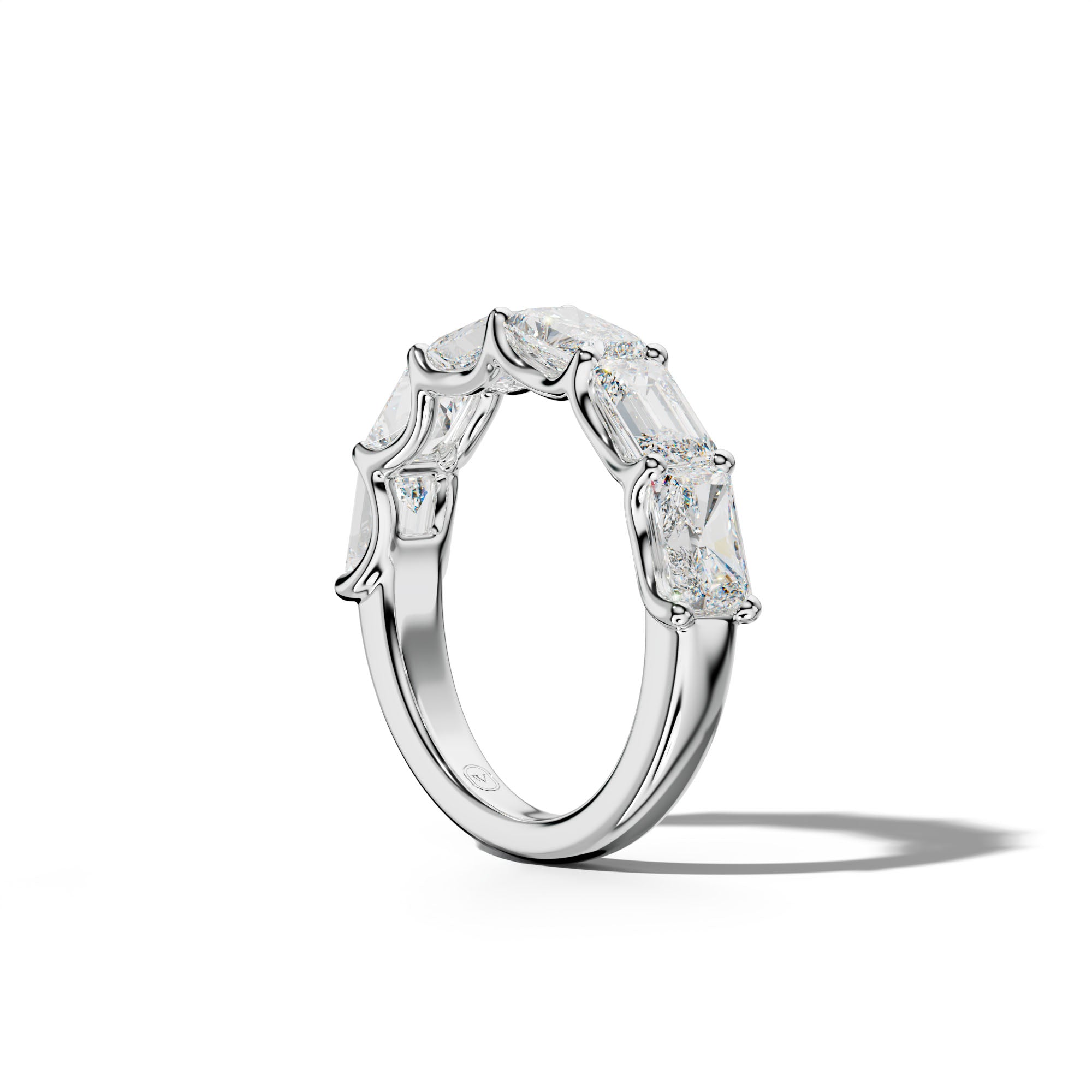 3.0 Carat East West Radiant and Emerald Diamond Half Anniversary Band Shared Prong
