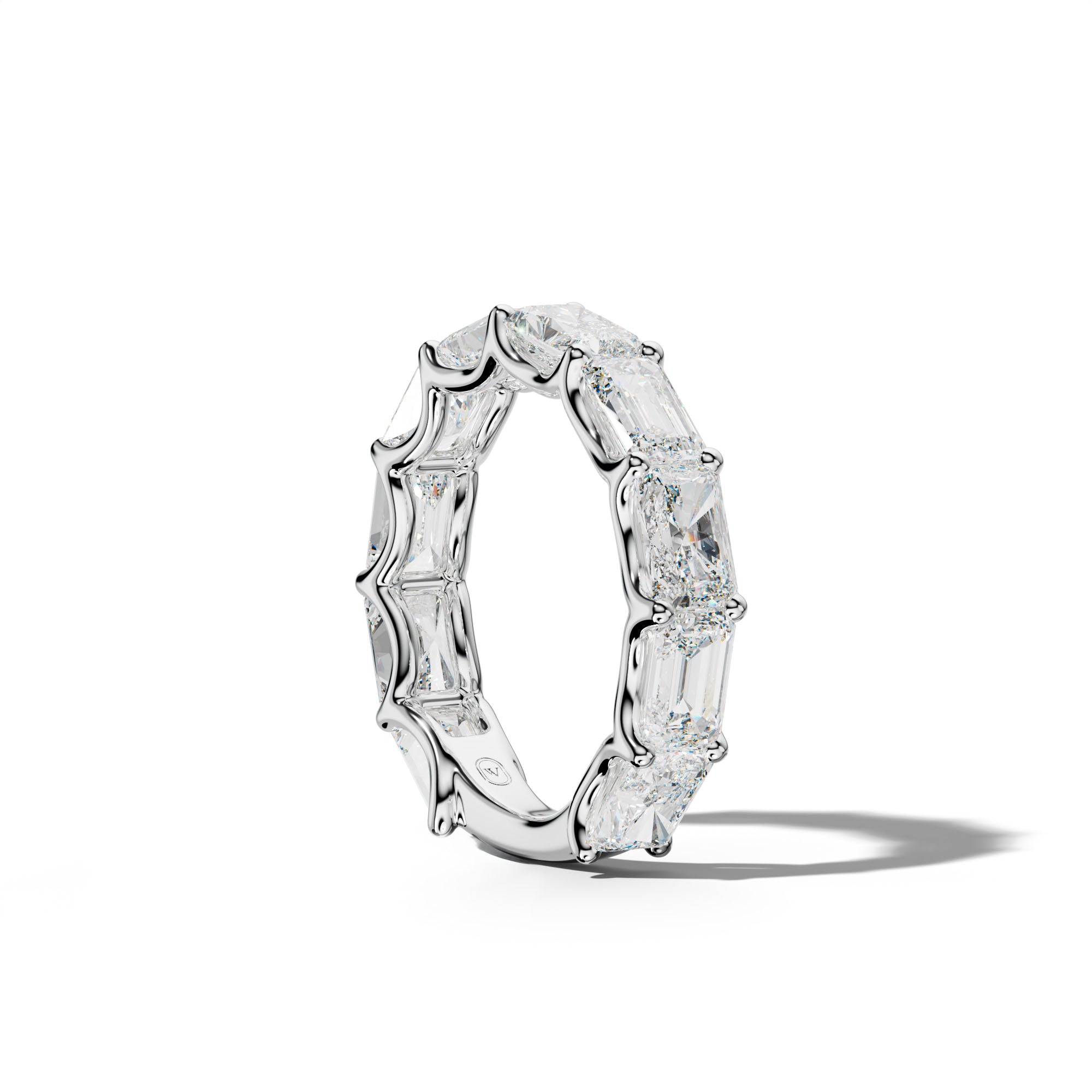 5.0 Carat East West Radiant and Emerald Diamond 3/4 Anniversary Band Shared Prong
