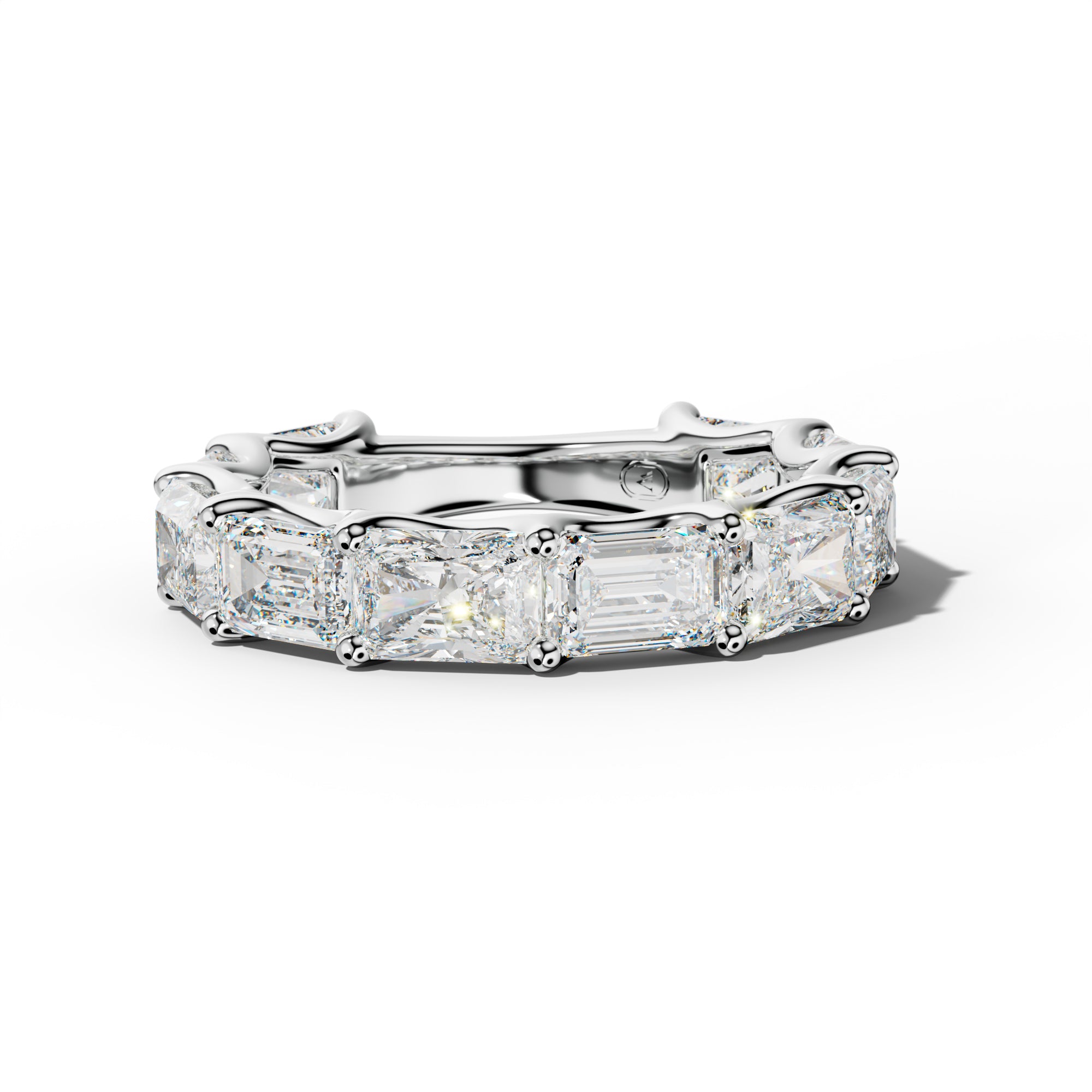 5.0 Carat East West Radiant and Emerald Diamond 3/4 Anniversary Band Shared Prong