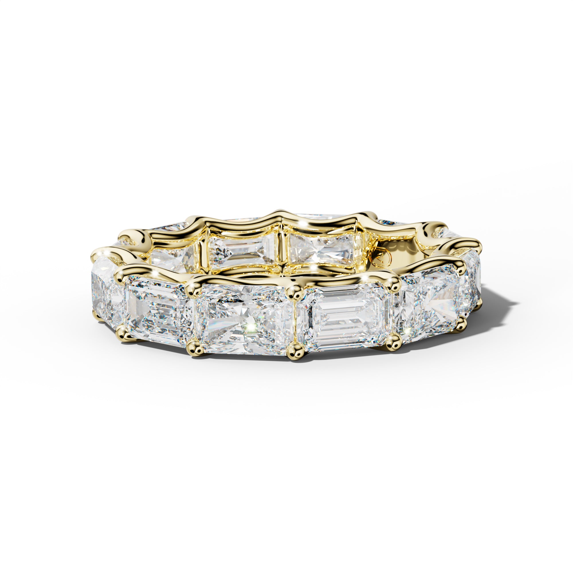 6.0 Carat East West Radiant and Emerald Diamond Eternity Band Shared Prong