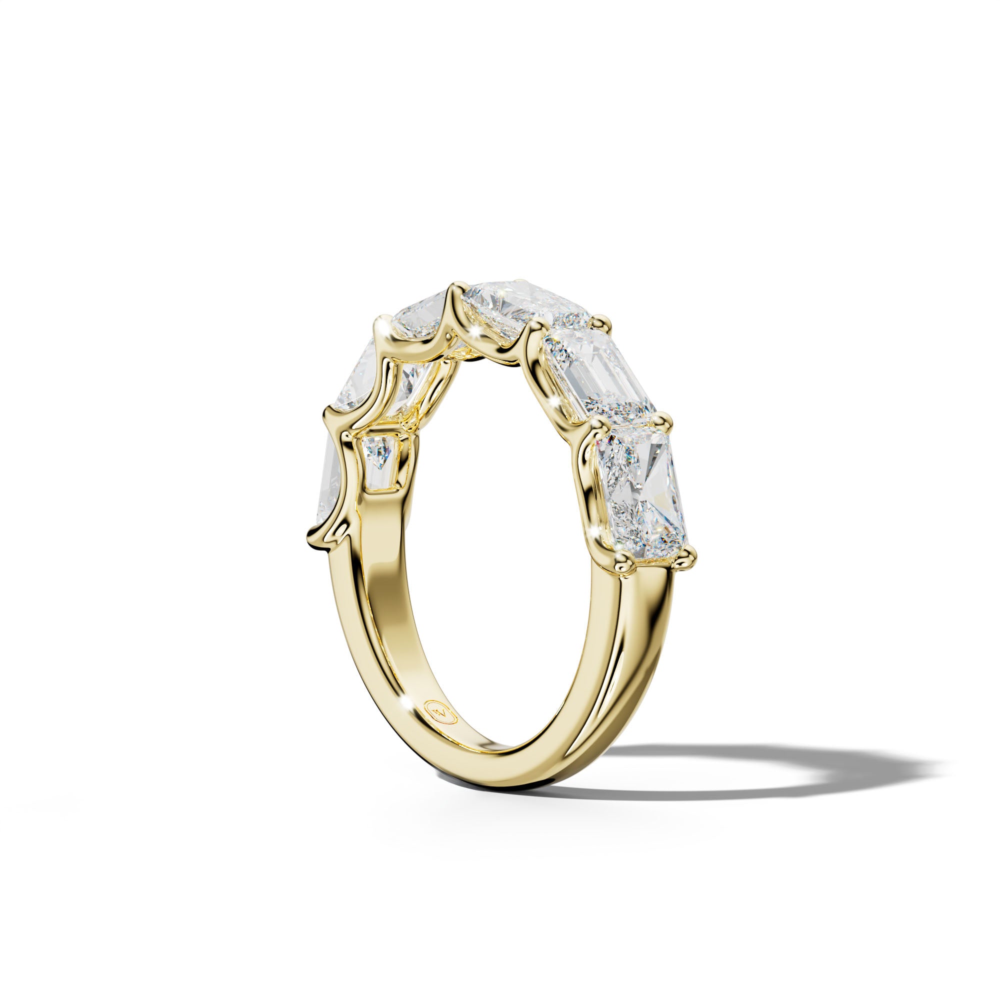 3.0 Carat East West Radiant and Emerald Diamond Half Anniversary Band Shared Prong