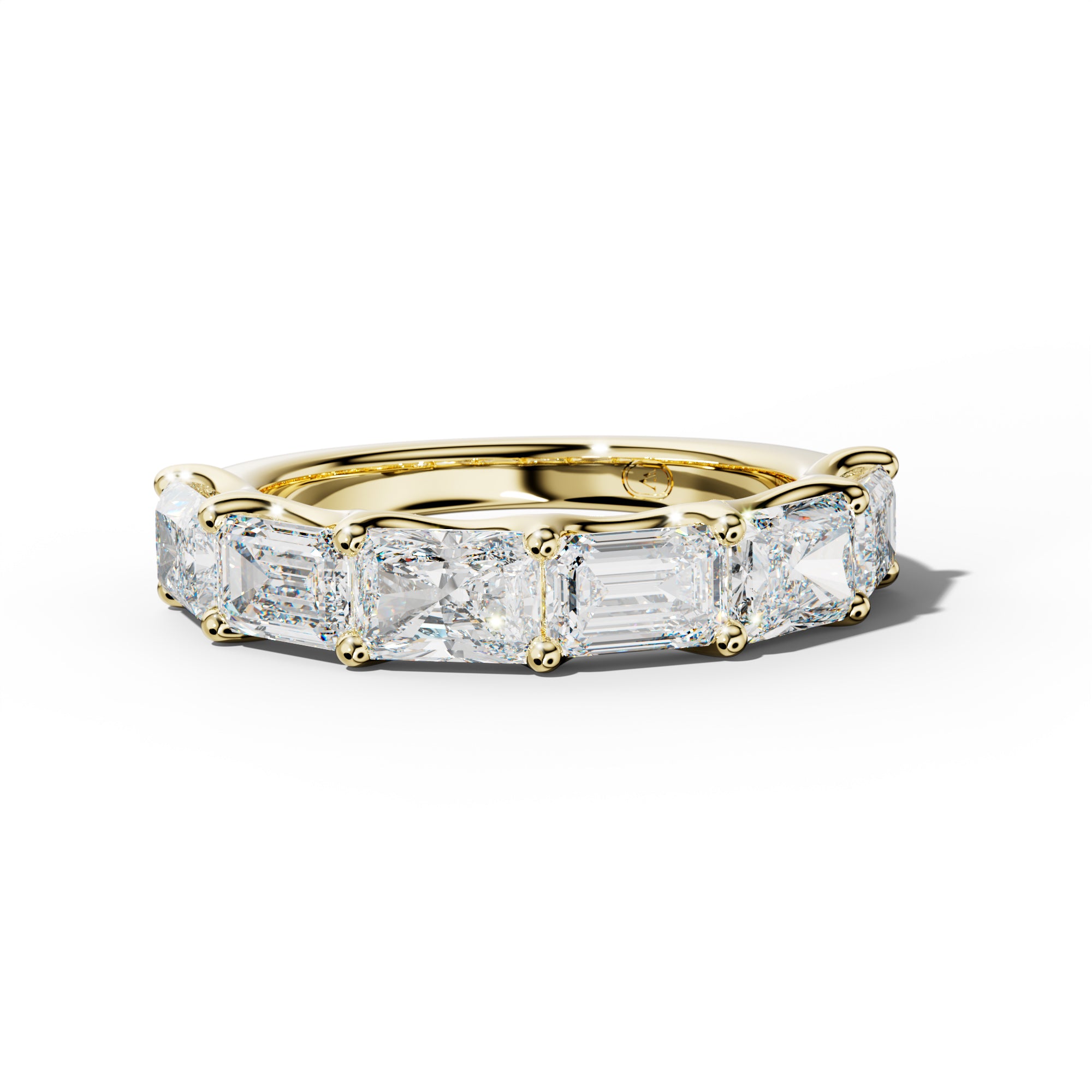3.0 Carat East West Radiant and Emerald Diamond Half Anniversary Band Shared Prong