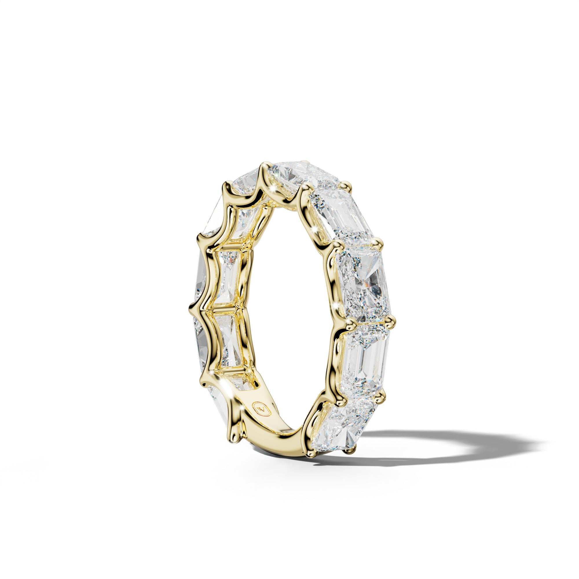 5.0 Carat East West Radiant and Emerald Diamond 3/4 Anniversary Band Shared Prong