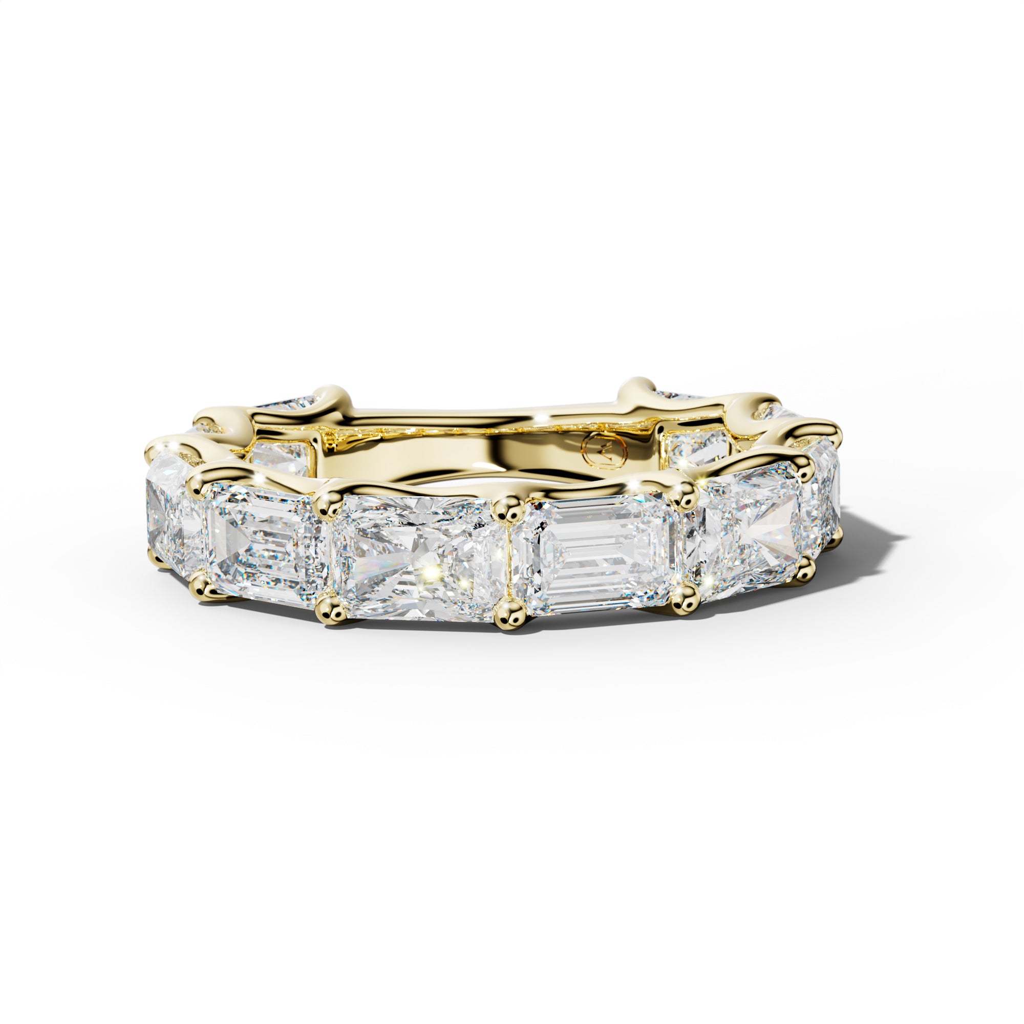 5.0 Carat East West Radiant and Emerald Diamond 3/4 Anniversary Band Shared Prong