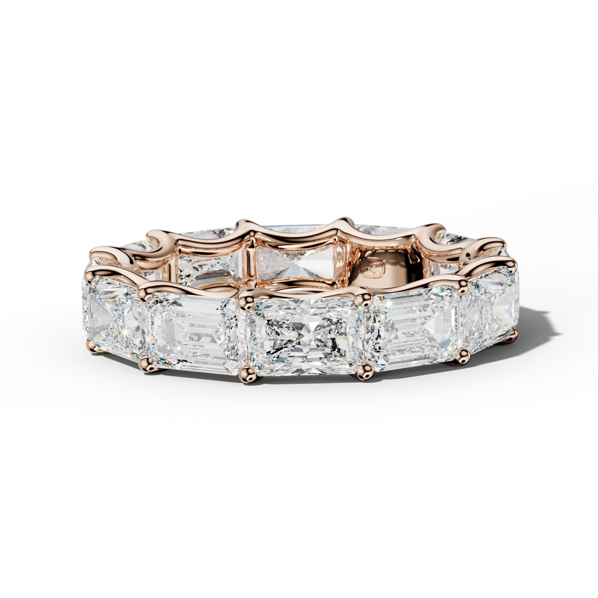 8.0 Carat East West Radiant and Emerald Diamond Eternity Band Shared Prong