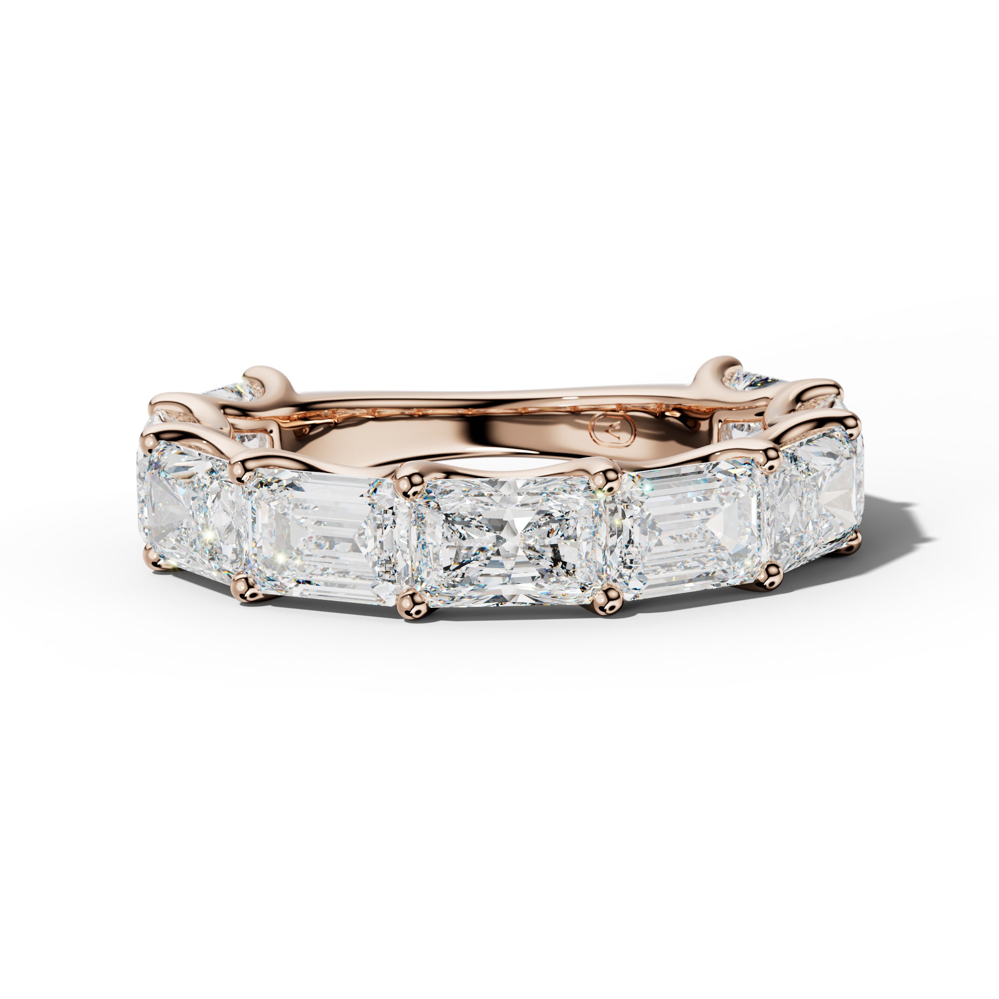 6.0 Carat East West Radiant and Emerald Diamond 3/4 Anniversary Band Shared Prong