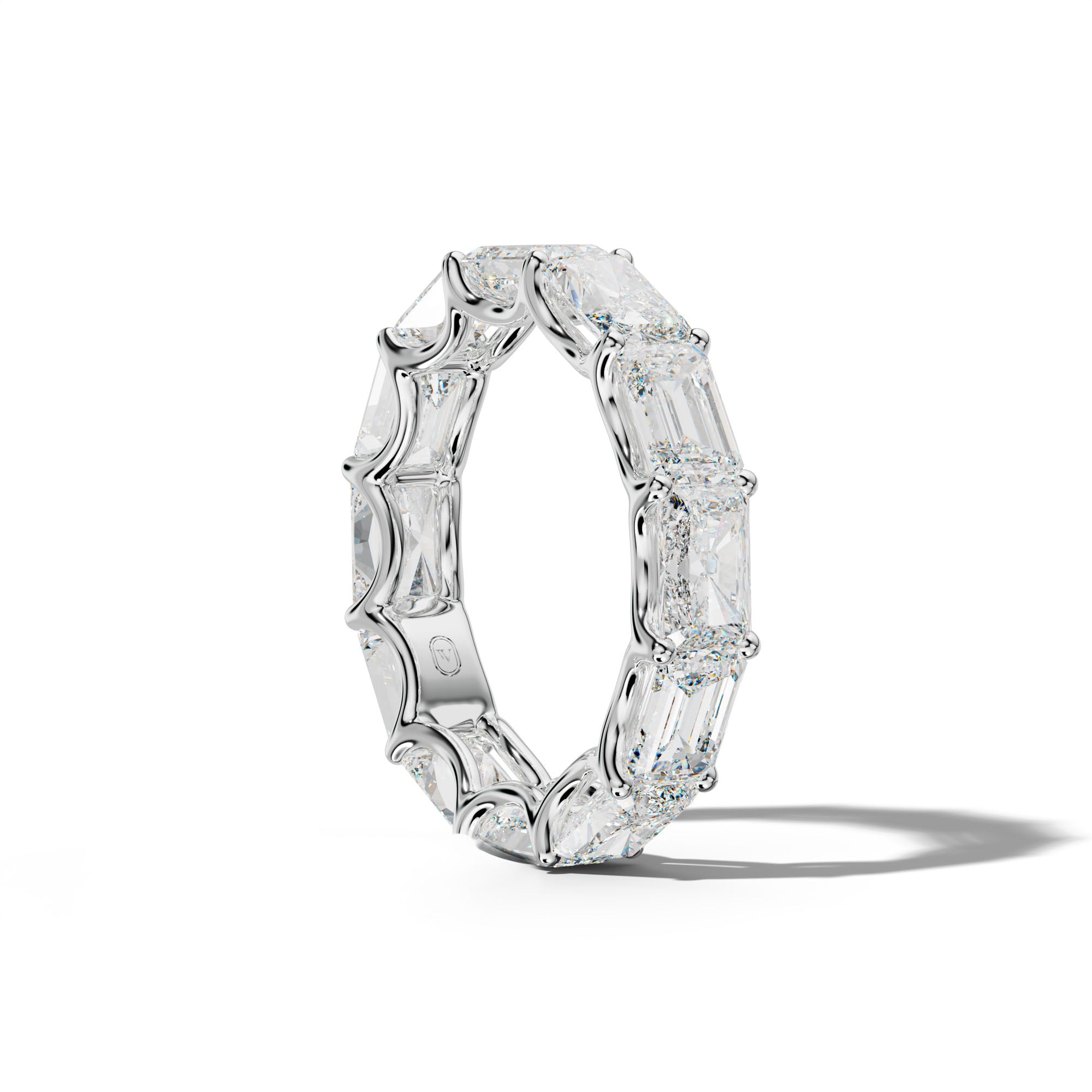 8.0 Carat East West Radiant and Emerald Diamond Eternity Band Shared Prong