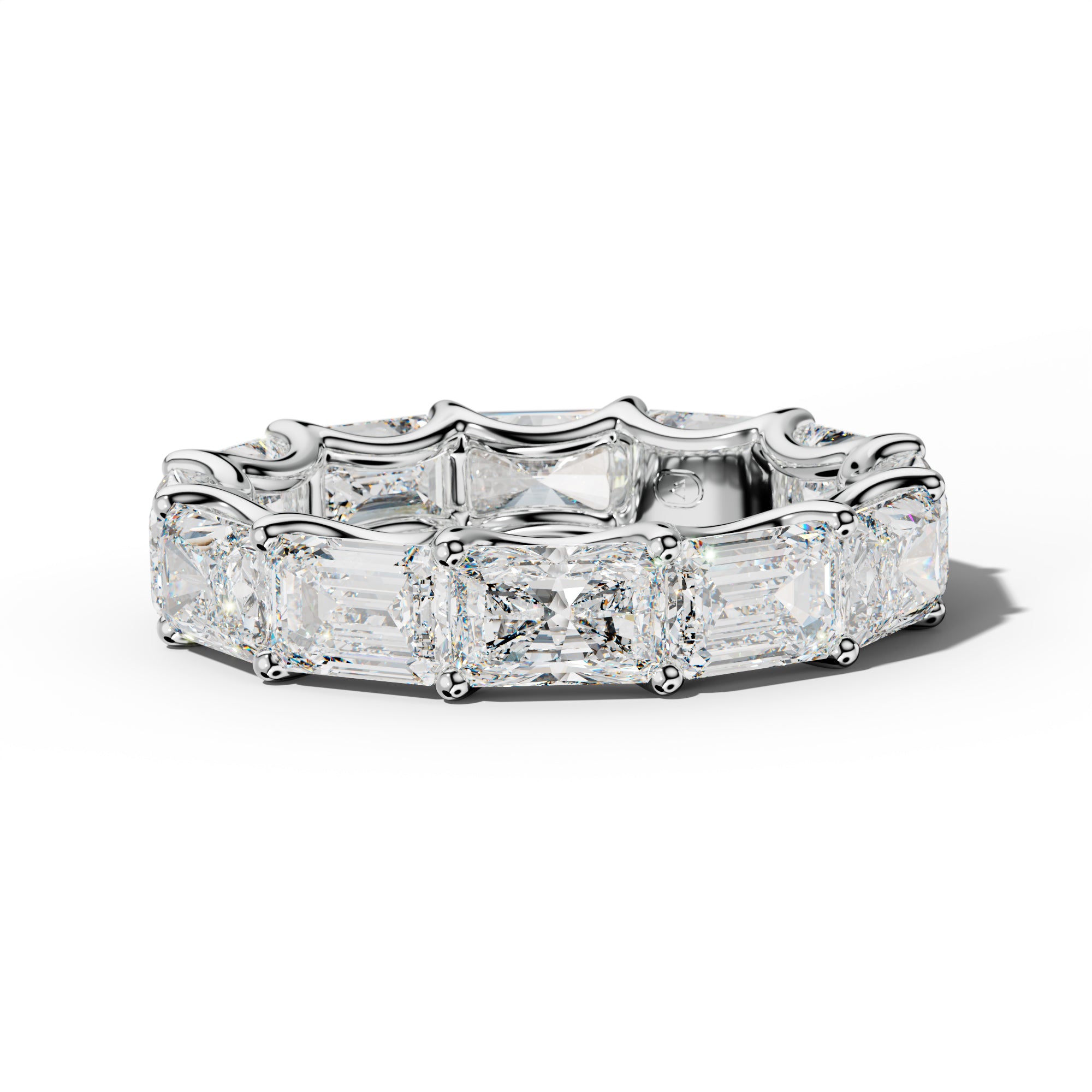 8.0 Carat East West Radiant and Emerald Diamond Eternity Band Shared Prong