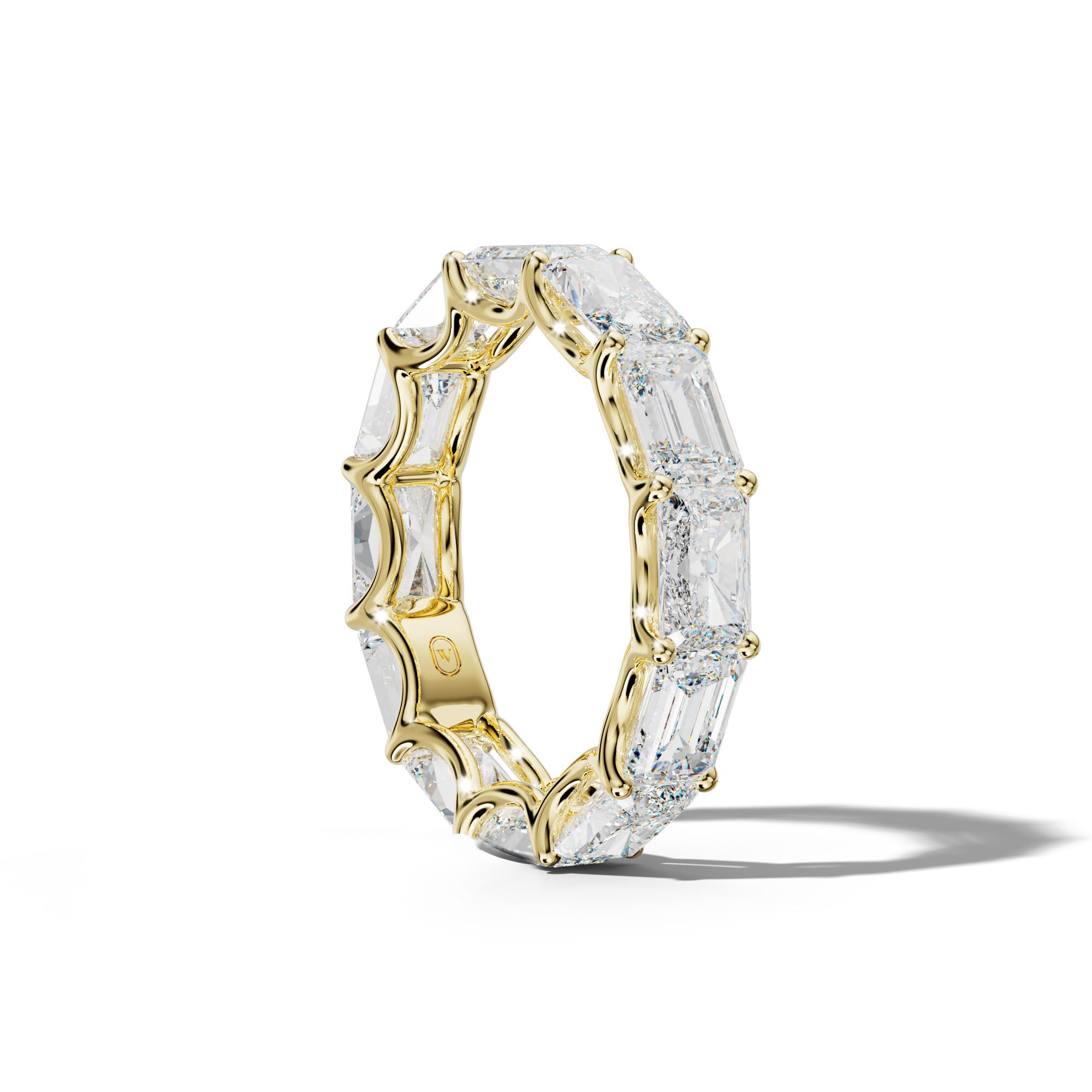 8.0 Carat East West Radiant and Emerald Diamond Eternity Band Shared Prong