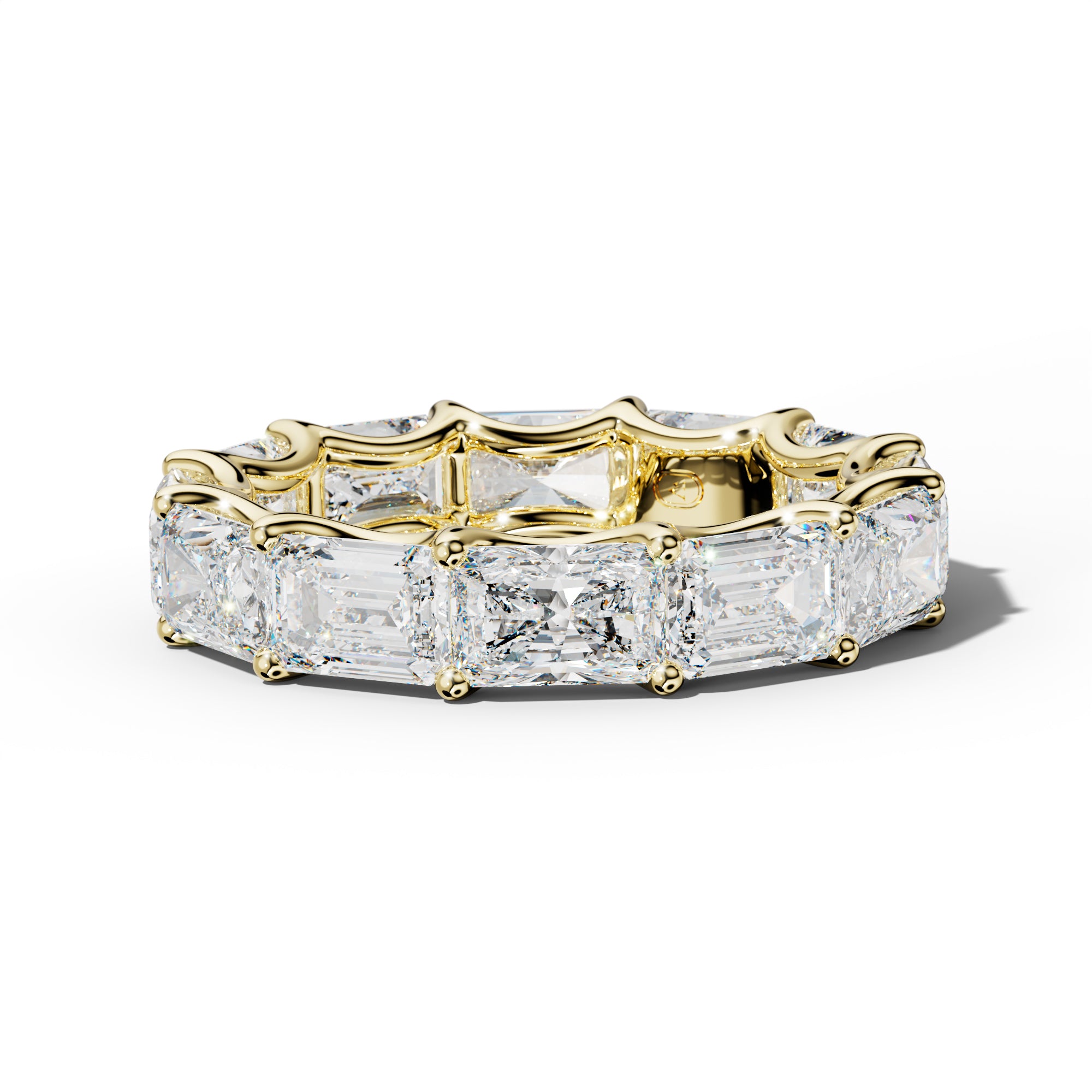 8.0 Carat East West Radiant and Emerald Diamond Eternity Band Shared Prong