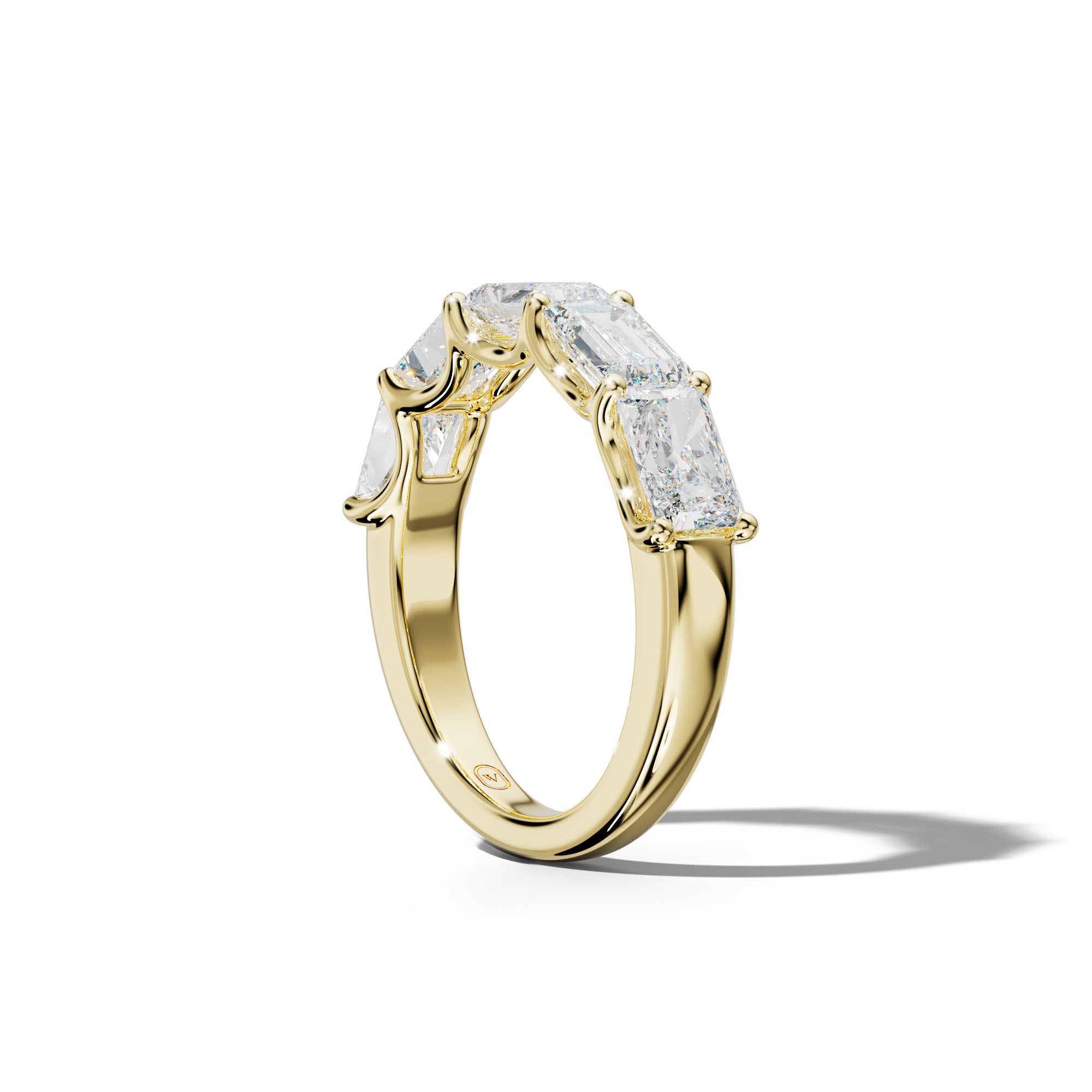 4.0 Carat East West Radiant and Emerald Diamond Half Anniversary Band Shared Prong
