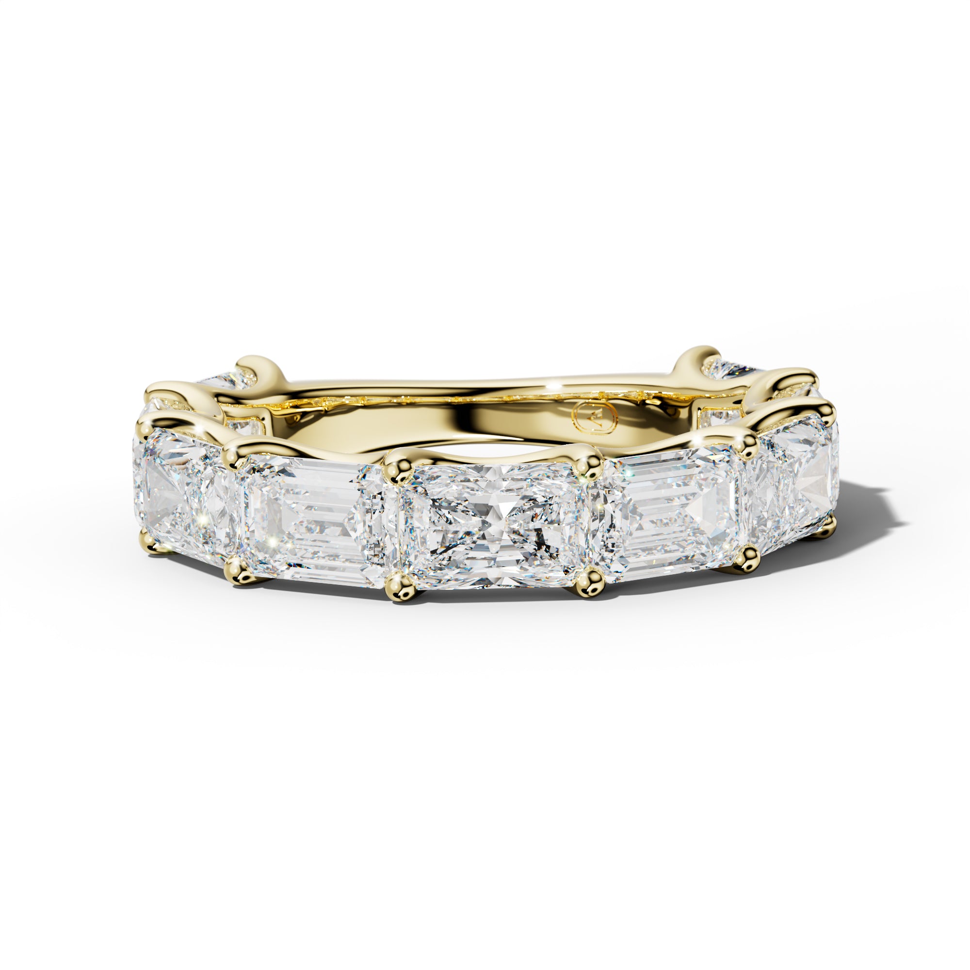 6.0 Carat East West Radiant and Emerald Diamond 3/4 Anniversary Band Shared Prong