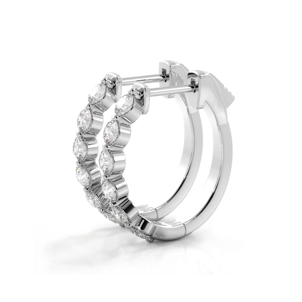 1.0 ctw. Floating Diamond Elegant Oval Hoop Earrings-VIRABYANI