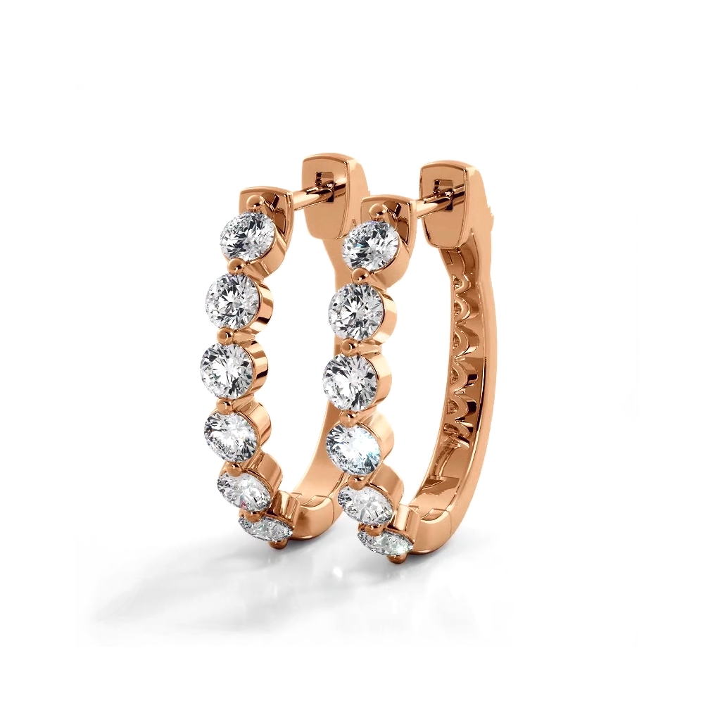 1.0 ctw. Floating Diamond Elegant Oval Hoop Earrings-VIRABYANI