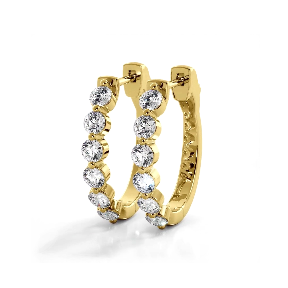 1.0 ctw. Floating Diamond Elegant Oval Hoop Earrings-VIRABYANI