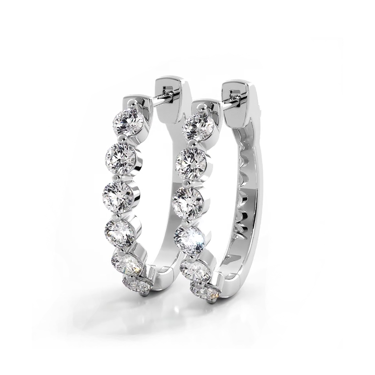 1.0 ctw. Floating Diamond Elegant Oval Hoop Earrings-VIRABYANI