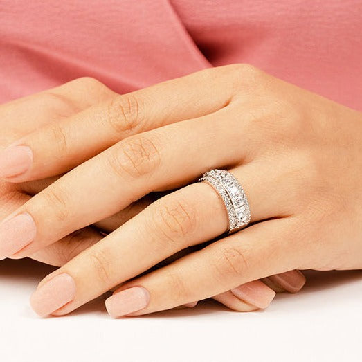 2.65 ct. Princess and Round Diamond Wedding Band-VIRABYANI