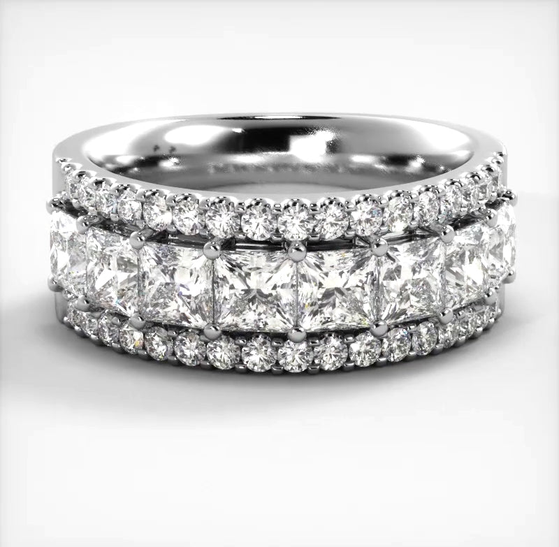 2.65 ct. Princess and Round Diamond Wedding Band-VIRABYANI