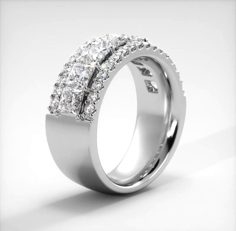 2.65 ct. Princess and Round Diamond Wedding Band-VIRABYANI