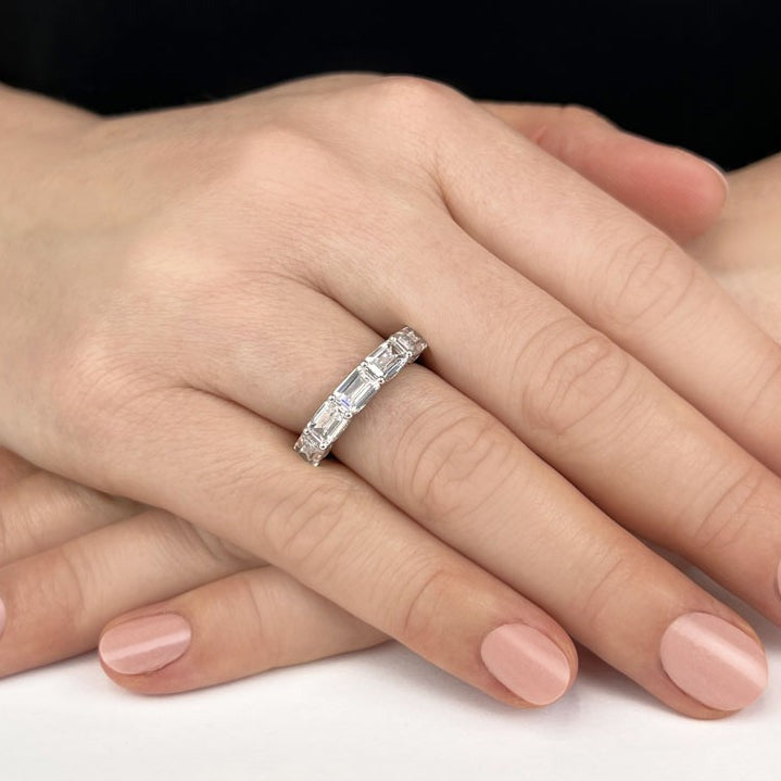 3.01 ct. Round And Emerald Diamond Wedding Band-VIRABYANI