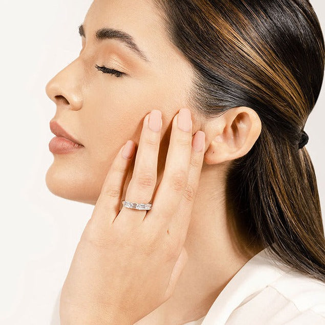 3.01 ct. Round And Emerald Diamond Wedding Band-VIRABYANI