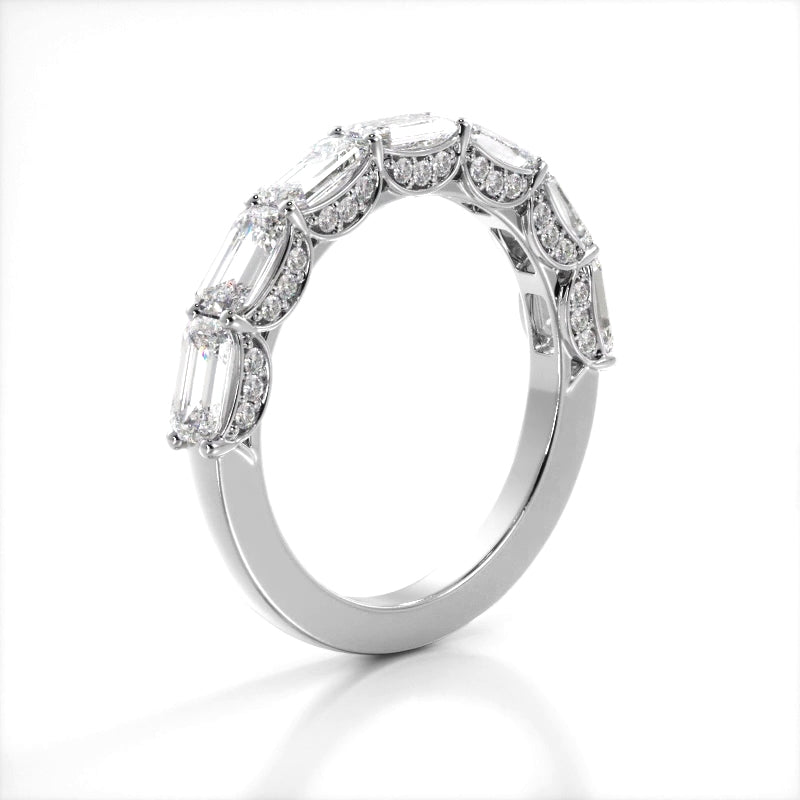 3.01 ct. Round And Emerald Diamond Wedding Band-VIRABYANI