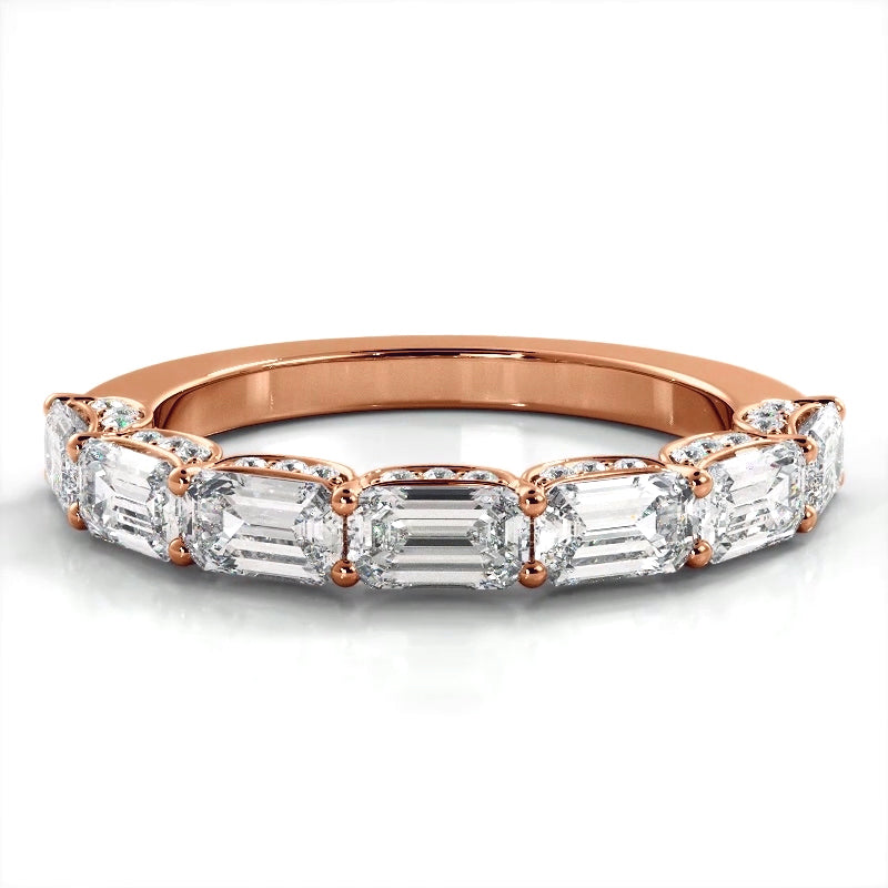 3.01 ct. Round And Emerald Diamond Wedding Band-VIRABYANI