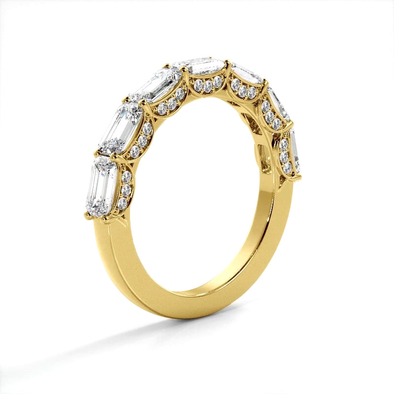 3.01 ct. Round And Emerald Diamond Wedding Band-VIRABYANI