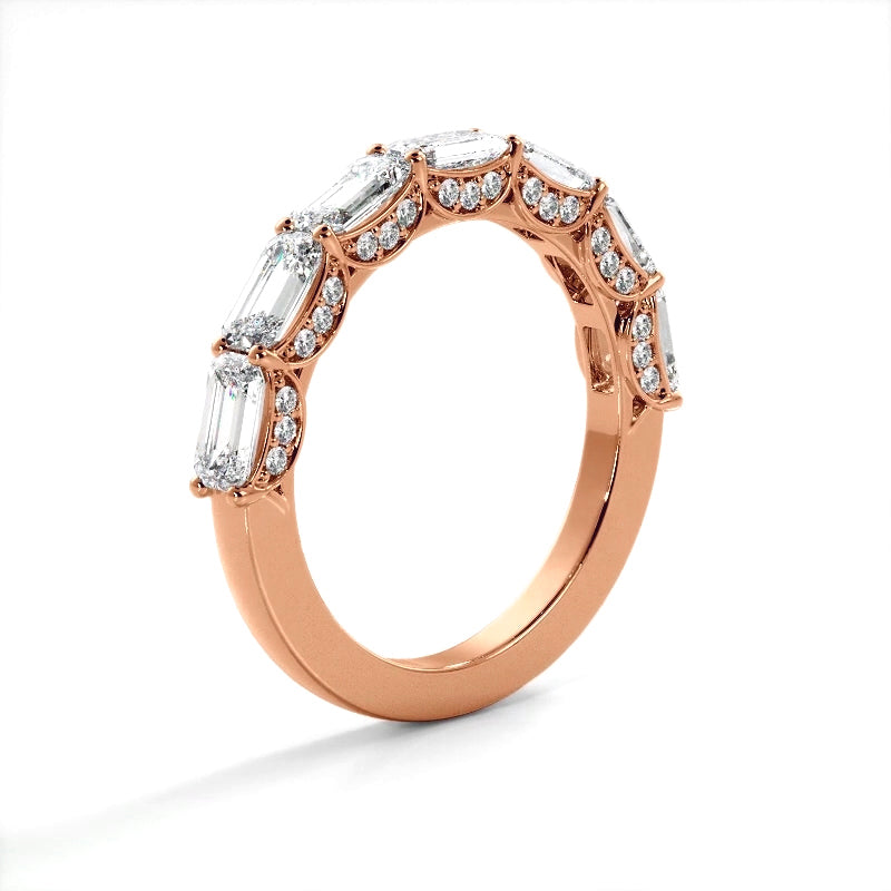 3.01 ct. Round And Emerald Diamond Wedding Band-VIRABYANI