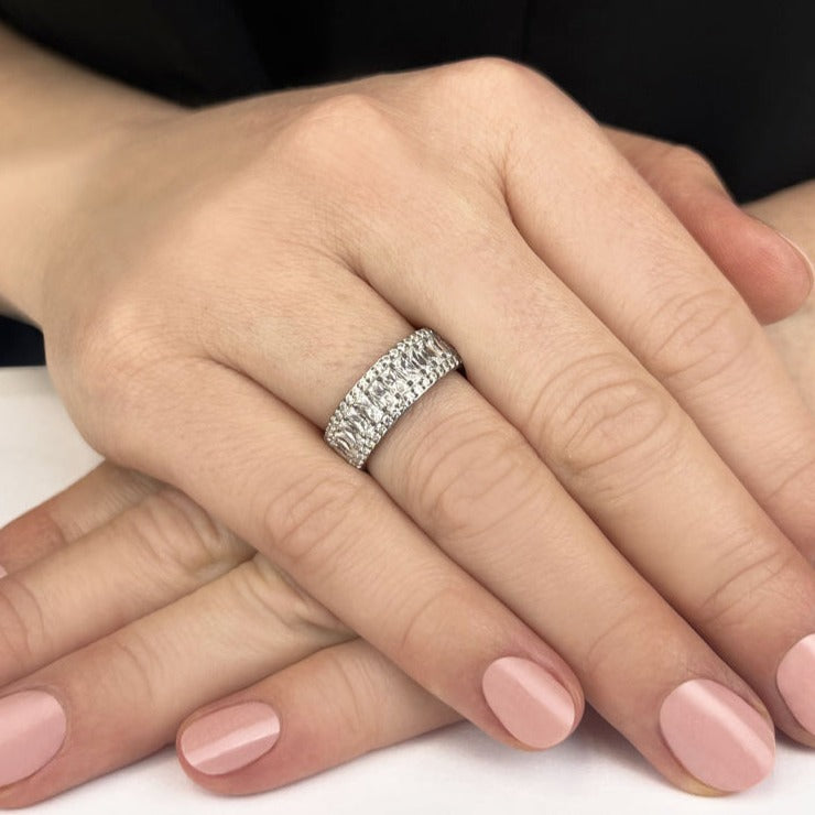 2.16 ct. Baguette And Round Diamond Wedding Band-VIRABYANI