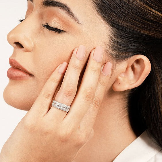 2.16 ct. Baguette And Round Diamond Wedding Band-VIRABYANI