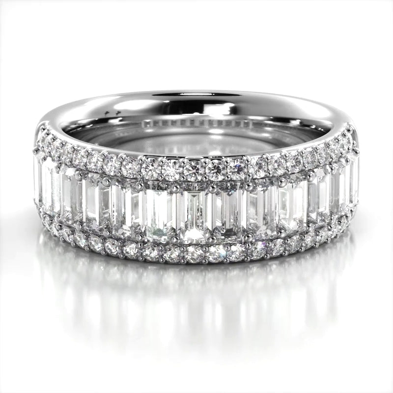 2.16 ct. Baguette And Round Diamond Wedding Band-VIRABYANI