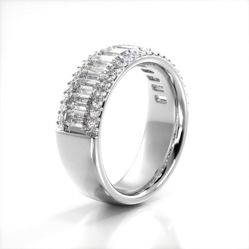 2.16 ct. Baguette And Round Diamond Wedding Band-VIRABYANI