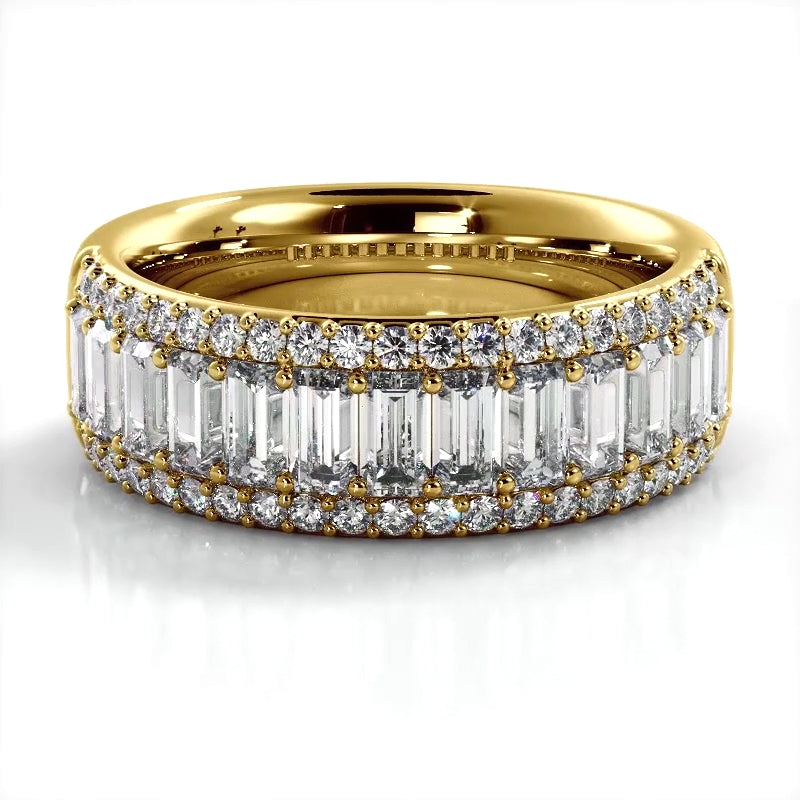 2.16 ct. Baguette And Round Diamond Wedding Band-VIRABYANI