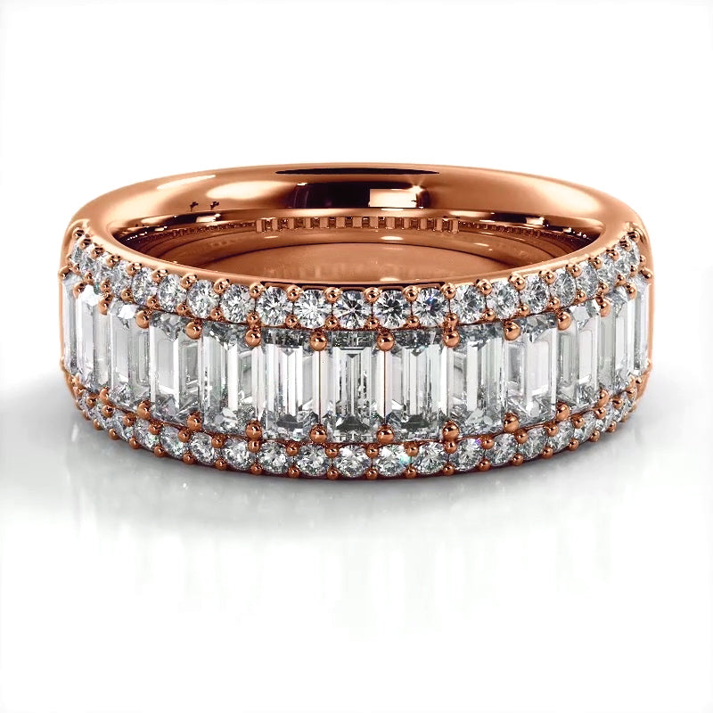 2.16 ct. Baguette And Round Diamond Wedding Band-VIRABYANI