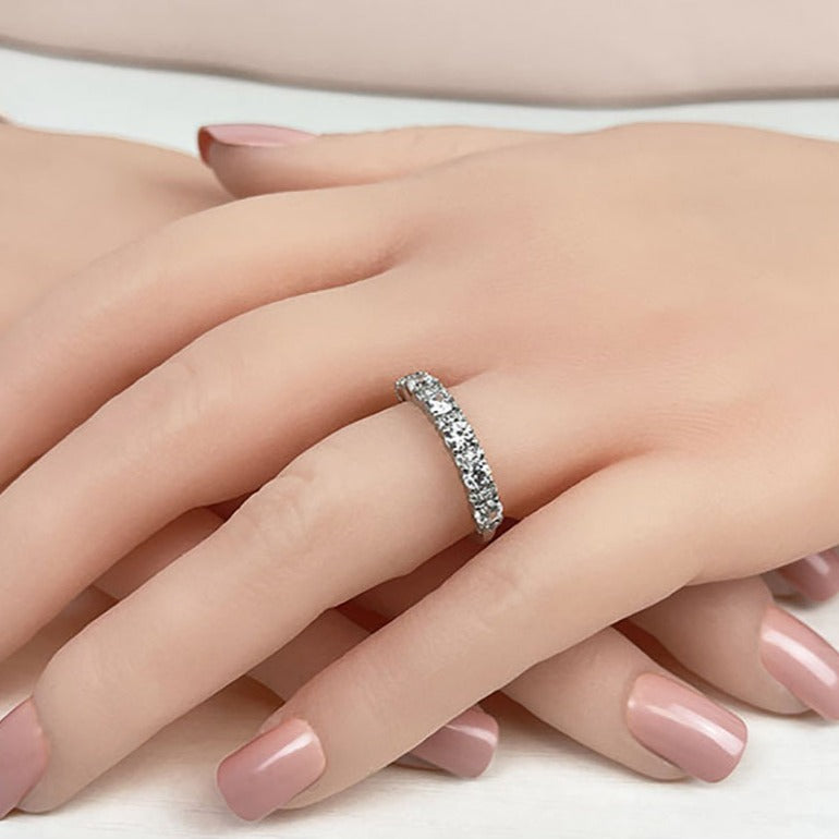 0.95 ct. Round Diamond Wedding Band-VIRABYANI