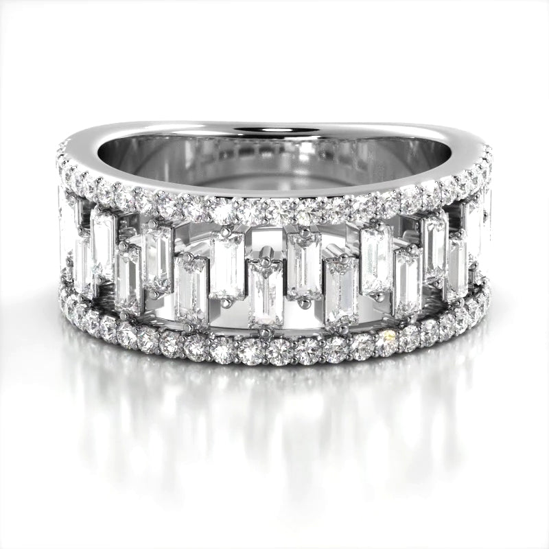 1.50 ct. Baguette And Round Diamond Wedding Band-VIRABYANI