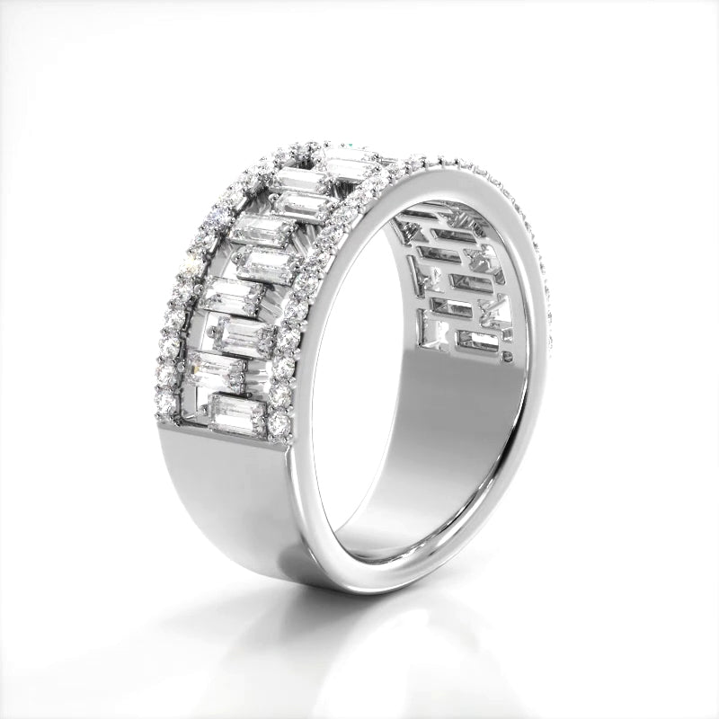 1.50 ct. Baguette And Round Diamond Wedding Band-VIRABYANI