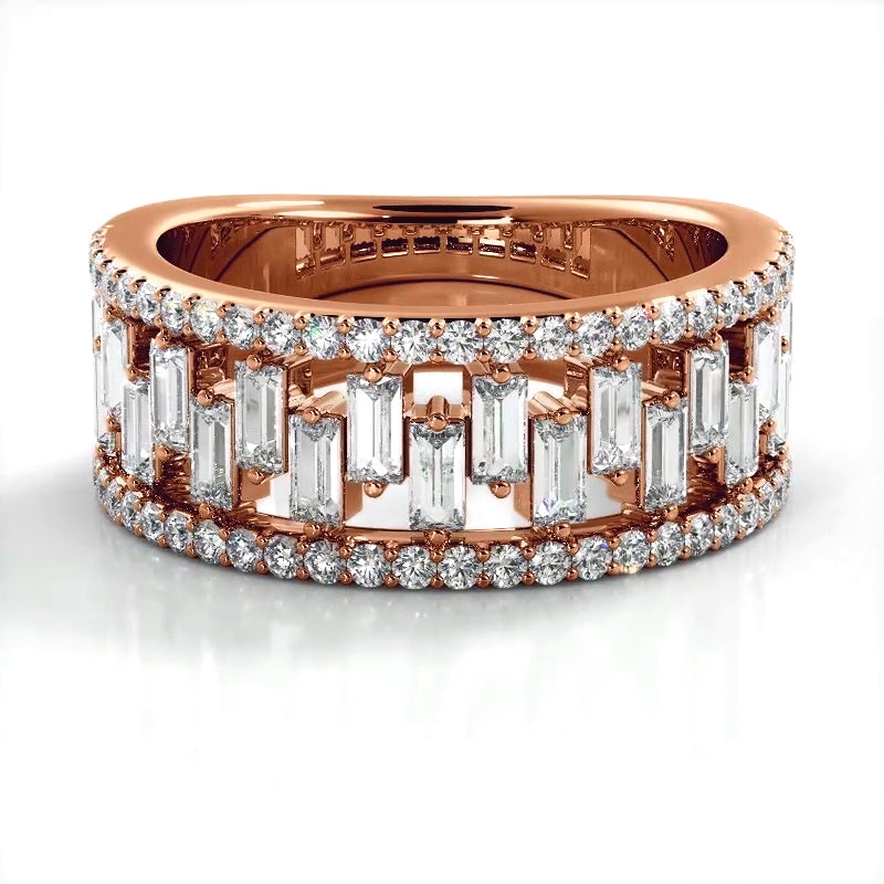 1.50 ct. Baguette And Round Diamond Wedding Band-VIRABYANI