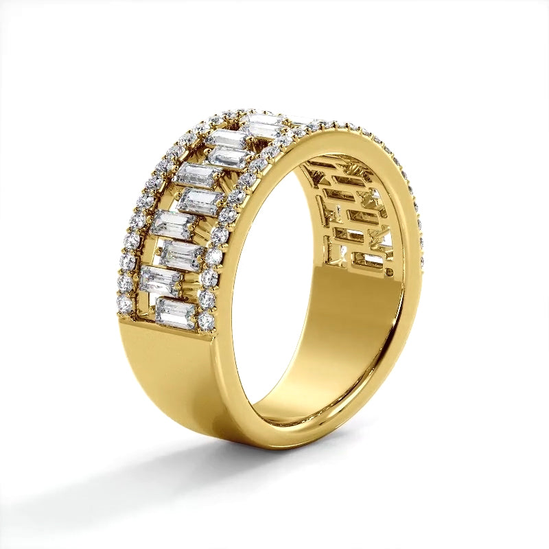 1.50 ct. Baguette And Round Diamond Wedding Band-VIRABYANI