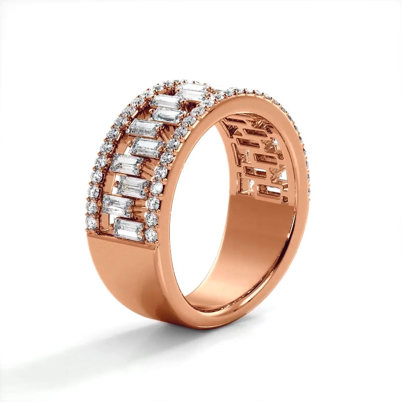 1.50 ct. Baguette And Round Diamond Wedding Band-VIRABYANI