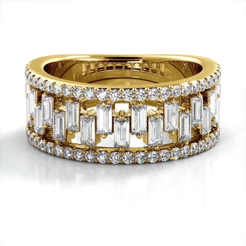 1.50 ct. Baguette And Round Diamond Wedding Band-VIRABYANI