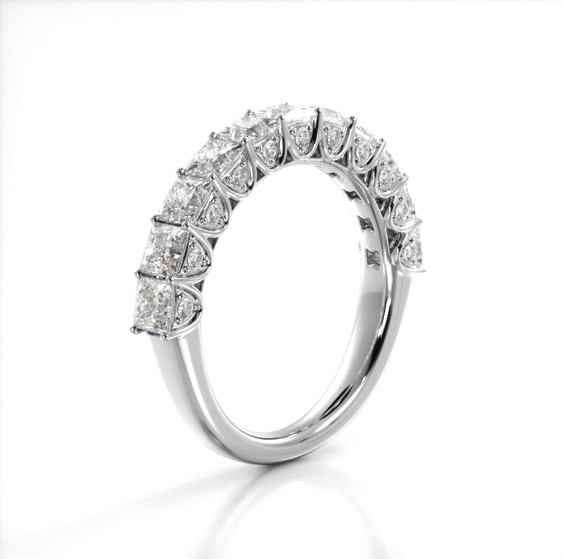 1.88 ct. Princess And Round Diamond Wedding Band-VIRABYANI