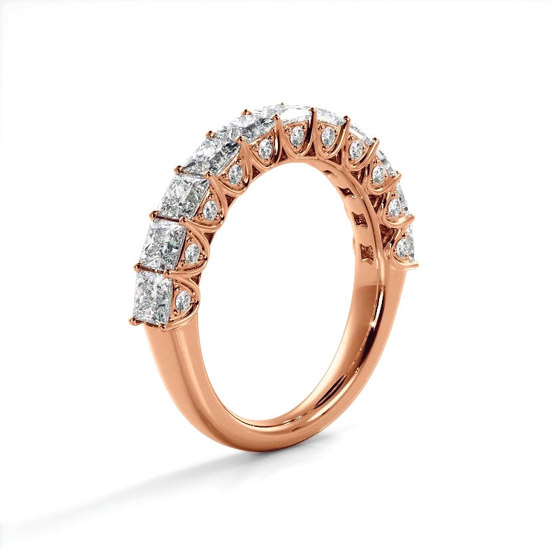 1.88 ct. Princess And Round Diamond Wedding Band-VIRABYANI