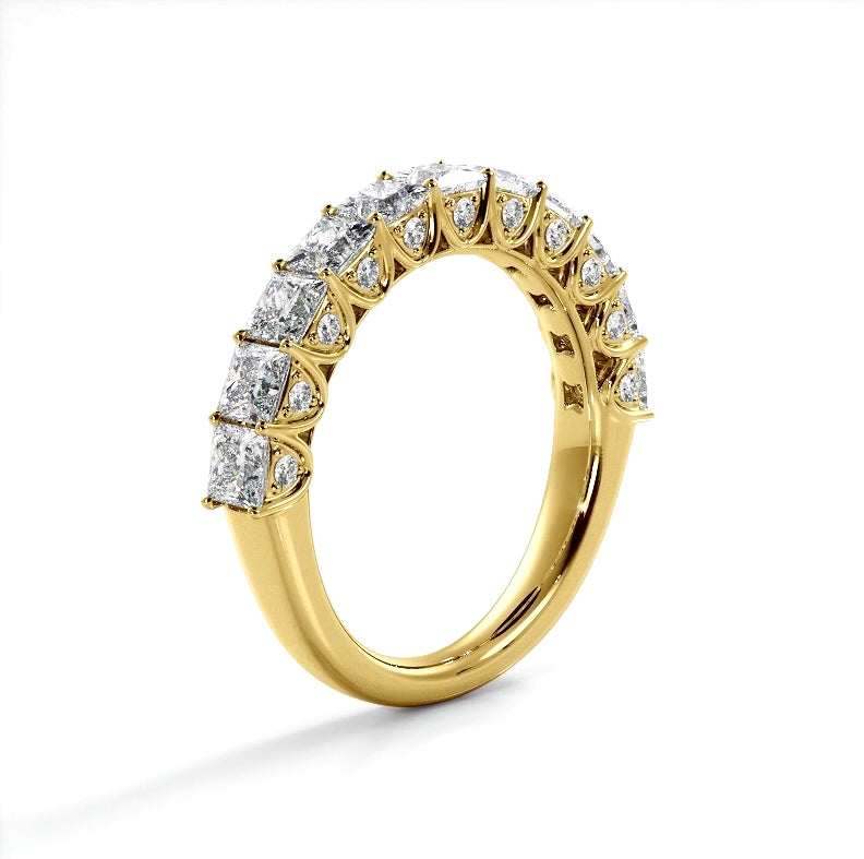 1.88 ct. Princess And Round Diamond Wedding Band-VIRABYANI