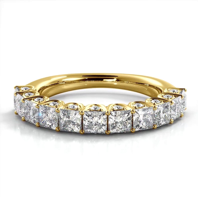 1.88 ct. Princess And Round Diamond Wedding Band-VIRABYANI