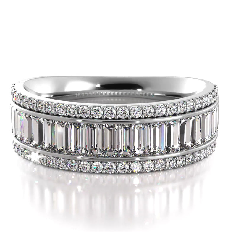 1.85 ct. Baguette And Round Diamond Wedding Band-VIRABYANI