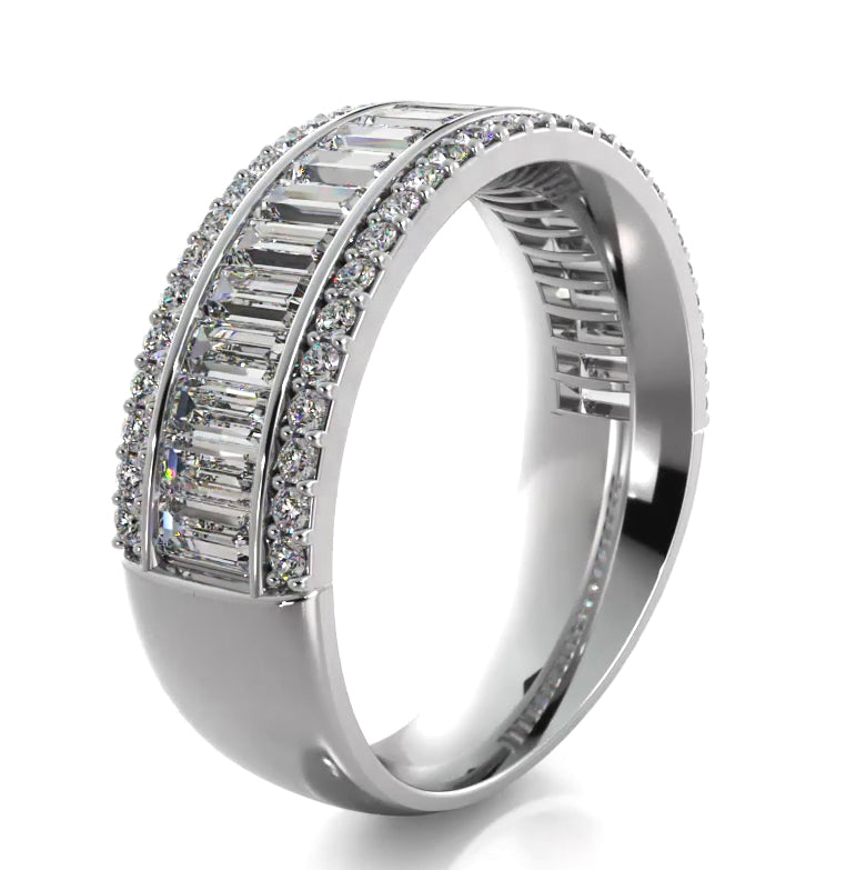 1.85 ct. Baguette And Round Diamond Wedding Band-VIRABYANI
